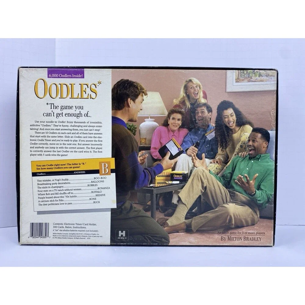 VTG 1992 Oodles Board Game Milton Bradley Triva 100% COMPLETE Fun Adult Party